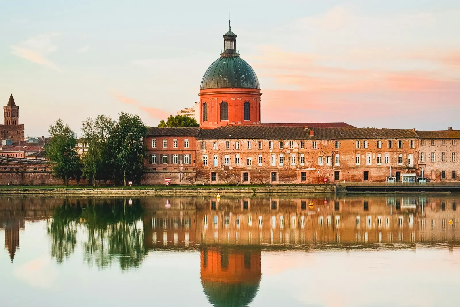 The dome of La Grave reflected in the Garonne at Toulouse
