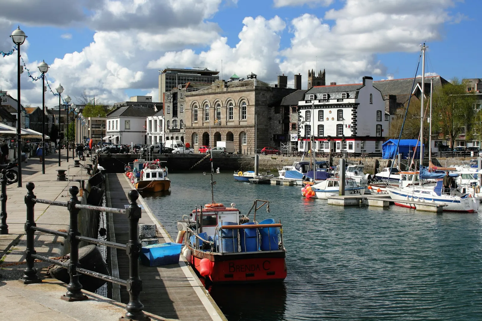 Fishing boats moored in the Barbican harbour at Plymouth