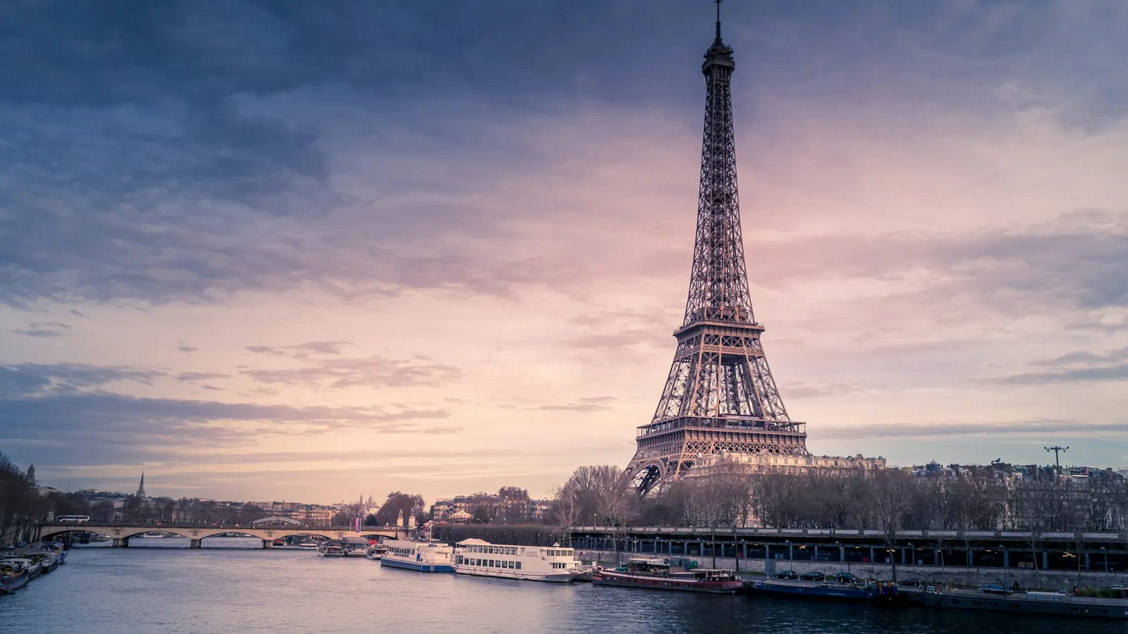 Eiffel Tower at sunset in Paris